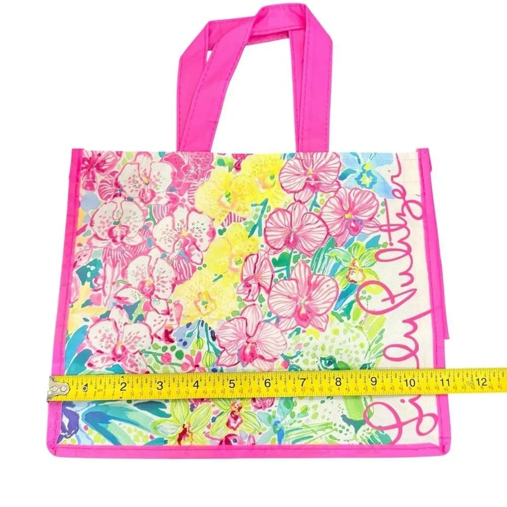 Lilly Pulitzer Reusable Lightweight Shopping Tote Bag Colorful Floral Pattern.